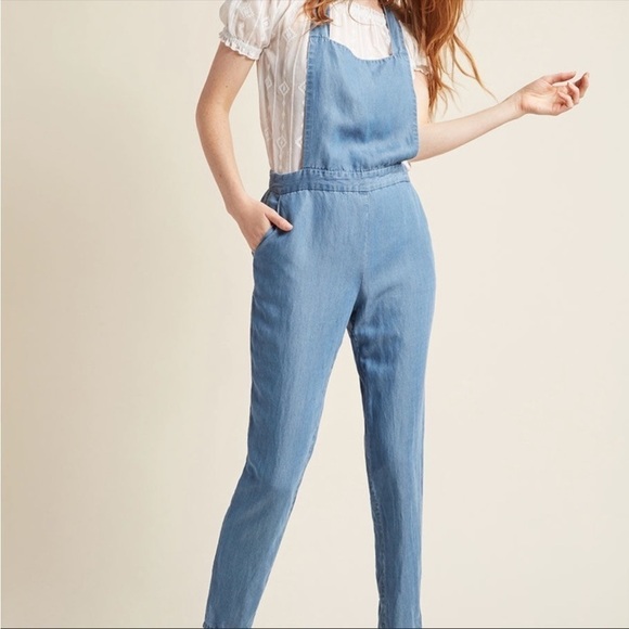 NWT BB DAKOTA linen blend chambray overalls - Picture 2 of 7